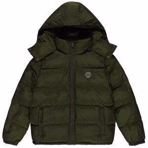 Trapstar Irongate Detachable Hooded Puffer Jacket Olive