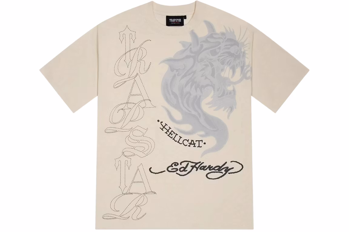 Trapstar x Ed Hardy Hell Cat Tee Natural Trapstar x Ed Hardy Hell Cat Tee Natural